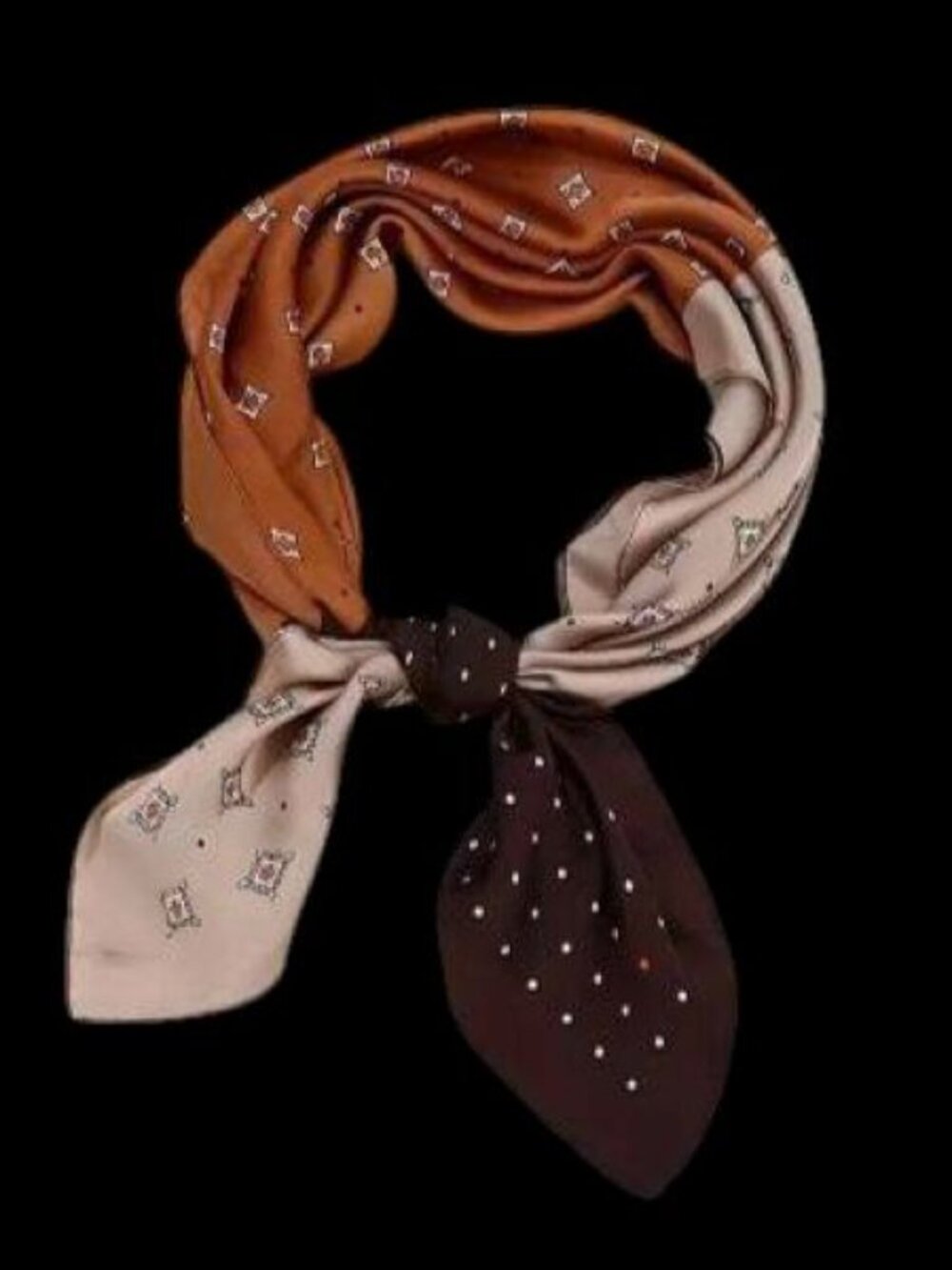 RUST BROWN TAUPE Geometrci Poly-Silk 27” Square SCARF ORNAMENTS NEW